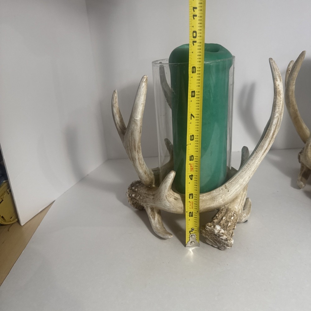 Rustic Faux Deer Antlers Candle Holders 9 Inch Set Of 2 Candles Included - Picture 11 of 11